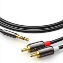 Kabel Ugreen AV116 10749 audio mini jack 3,5 mm (męski) / 2RCA (męski) 1m - czarny