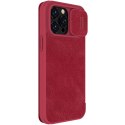 Nillkin Qin Leather Pro Case etui iPhone 14 Pro Max osłona na aparat kabura pokrowiec obudowa z klapką czerwony