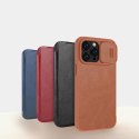 Nillkin Qin Leather Pro Case etui iPhone 14 Pro Max osłona na aparat kabura pokrowiec obudowa z klapką czerwony