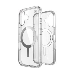 Speck Presidio Perfect-Clear MagSafe - Case for iPhone 16 (Clear / Chrome Finish / Serene Silver)