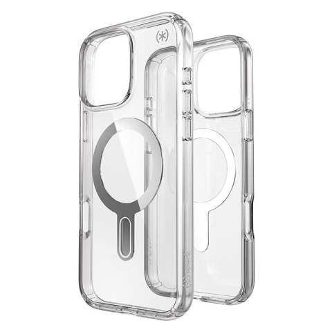 Speck Presidio Perfect-Clear ClickLock & MagSafe - Case for iPhone 16 Pro Max (Clear / Chrome Finish / Serene Silver)