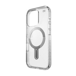 Speck Presidio Perfect-Clear Grip ClickLock & MagSafe - Case for iPhone 16 Pro (Clear / Chrome Finish / Serene Silver)