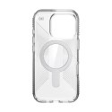 Speck Presidio Perfect-Clear Grip ClickLock & MagSafe - Case for iPhone 16 Pro (Clear / Chrome Finish / Serene Silver)