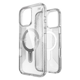 Speck Presidio Perfect-Clear Grip ClickLock & MagSafe - Case for iPhone 16 Pro Max (Clear / Chrome Finish / Serene Silver)