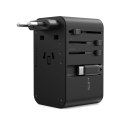 Adapter podróżny Choetech PD5022 70W EU / US / AUS / UK z wbudowanym kablem USB-C - czarny