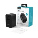 Adapter podróżny Choetech PD5022 70W EU / US / AUS / UK z wbudowanym kablem USB-C - czarny