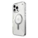 Speck Presidio Perfect-Clear Grip ClickLock & MagSafe - Case for iPhone 16 Pro Max (Clear / Chrome Finish / Serene Silver)