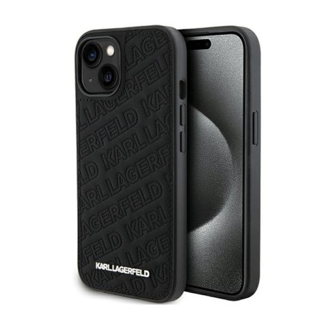 Karl Lagerfeld Quilted K Pattern - iPhone 15 Case (Black)