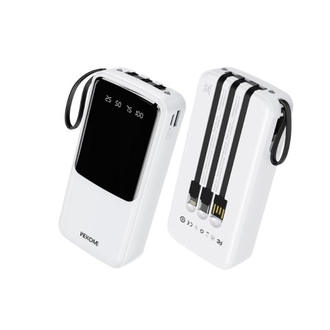 WEKOME WP-10 Pop Digital Series - Power bank 20000 mAh with built-in USB-C / Lightning / Micro USB + USB-A cable (White)