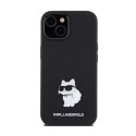 Karl Lagerfeld Silicone Choupette Metal Pin - iPhone 15 Case (Black)