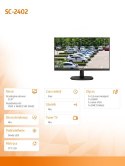 Monitor 23,8 cala SC-2402 czarny IPS FHD VGA HDMI