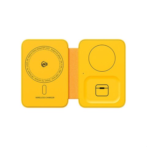 WEKOME WP-U172 - 3-in-1 Wireless Charger with MagSafe for iPhone, Apple Watch, and AirPods + Mirror (Yellow)