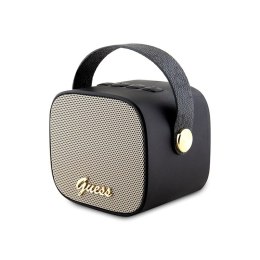 Guess Mini Bluetooth Speaker 4G Leather Script Logo with Strap - Bluetooth Speaker V5.3 (Black)