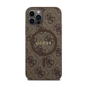 Guess 4G Collection Leather Metal Logo MagSafe - Case for iPhone 12 / iPhone 12 Pro (Brown)