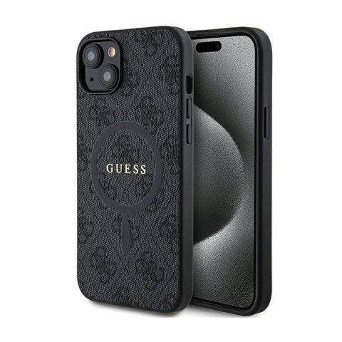 Guess 4G Collection Leather Metal Logo MagSafe - Case iPhone 15/14/13 (Black)