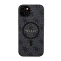 Guess 4G Collection Leather Metal Logo MagSafe - Case iPhone 15/14/13 (Black)