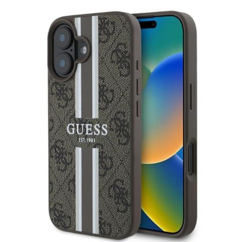 Guess 4G Printed Stripes MagSafe - Case iPhone 16 Plus (brown)