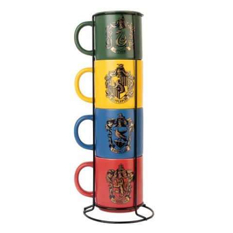 Harry Potter - Set of ceramic mugs with stand 300ml 4 pcs. Hogwarts Houses