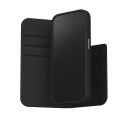 Moshi Overture MagSafe - Leather 3-in-1 case with flip cover for iPhone 15 Pro (Midnight Black)