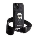 Karl Lagerfeld Crossbody NFT Saffiano Monogram Ikonik - Case for iPhone 14 Pro (Black)