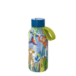 Quokka Solid Kids with strap - Stainless steel double wall vacuum insulated water bottle, portable thermos 330 ml (Jungle)