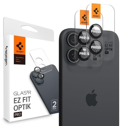 Spigen Optik Pro GLAS.TR EZ Fit Camera Protector 2-Pack - Lens Protector for iPhone 16 / 16 Plus (2 pcs) (Black)