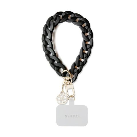 Guess Universal Big Hand Strap Acrylic 4G Charm - Universal phone strap (Black)