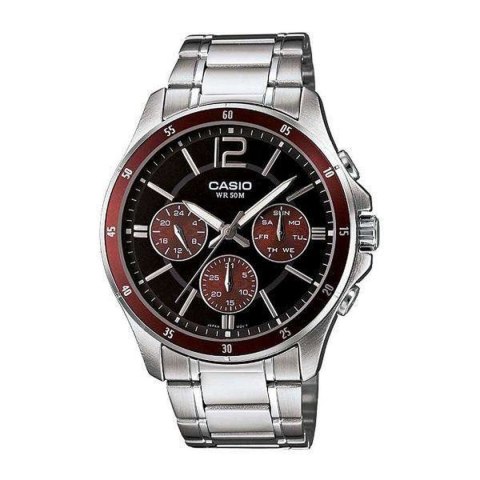 Men's Watch Casio MULTIFUNCTION CALENDAR - BLACK & BORDEAUX (Ø 43,5 mm)